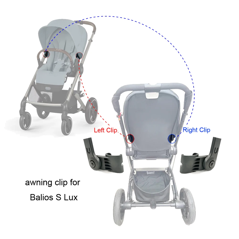 Clip de toldo solar para carrito Cybex Balios S Lux, barra de techo, soporte para toldo, abrazadera de varilla, hebilla izquierda o derecha, pieza de repuesto para cochecito de bebé