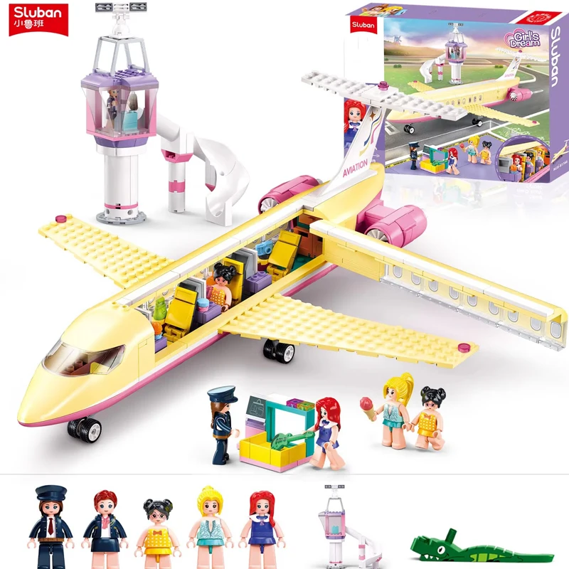 Avión de construcción rosa – Bloques educativos para niños
