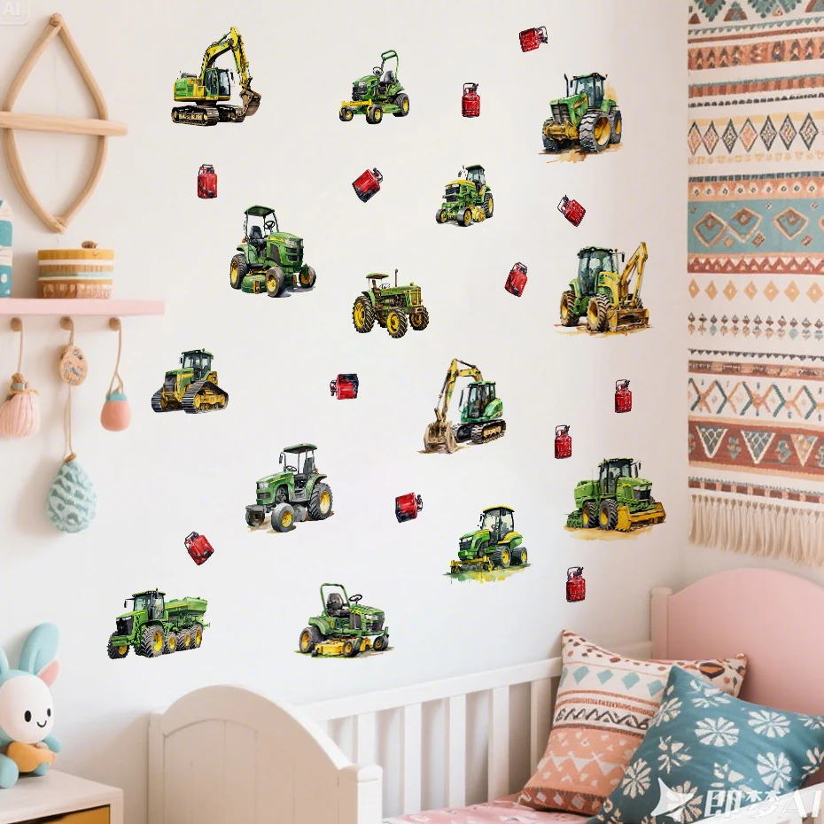 Vinilos decorativos de tractor y excavadora para pared infantil - imagen 4