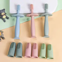 TYRY.HU, 3 uds., cepillo de dientes para bebé, cuidado de los dientes, cepillo de silicona transparente para dedo, mordedor, masajeador, limpiador de dientes para bebés, niños y niñas