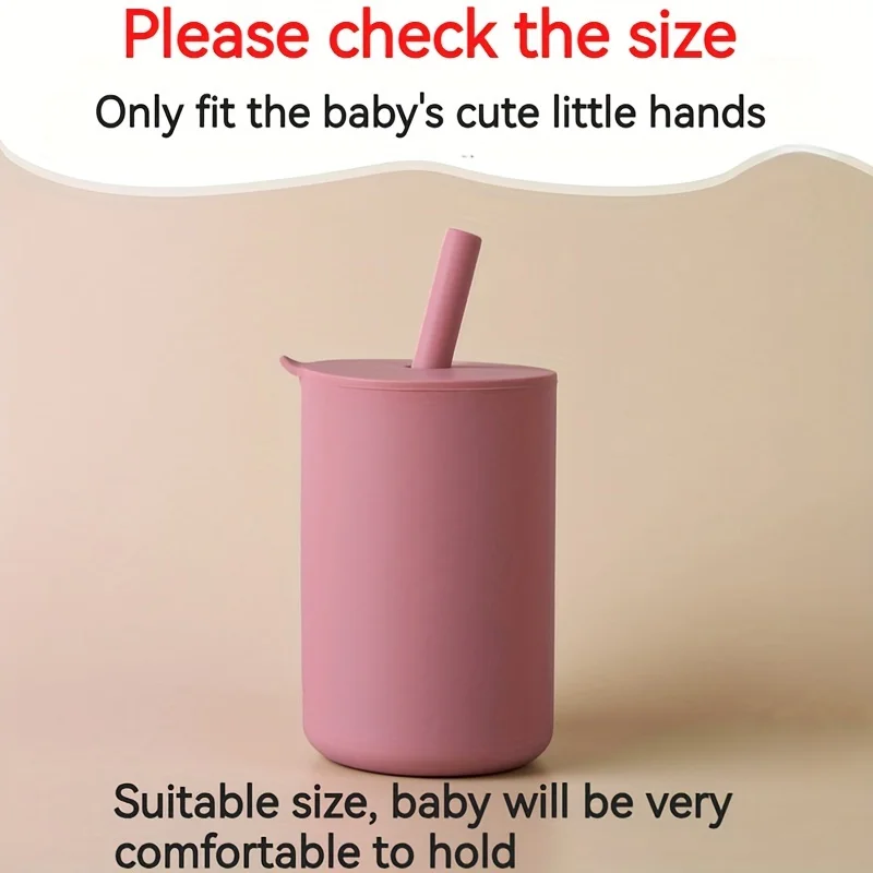 Mini taza de agua para niños, taza de entrenamiento portátil para aprender a beber con pajita y tapa, agua potable para niños pequeños, silicona para bebés - imagen 2