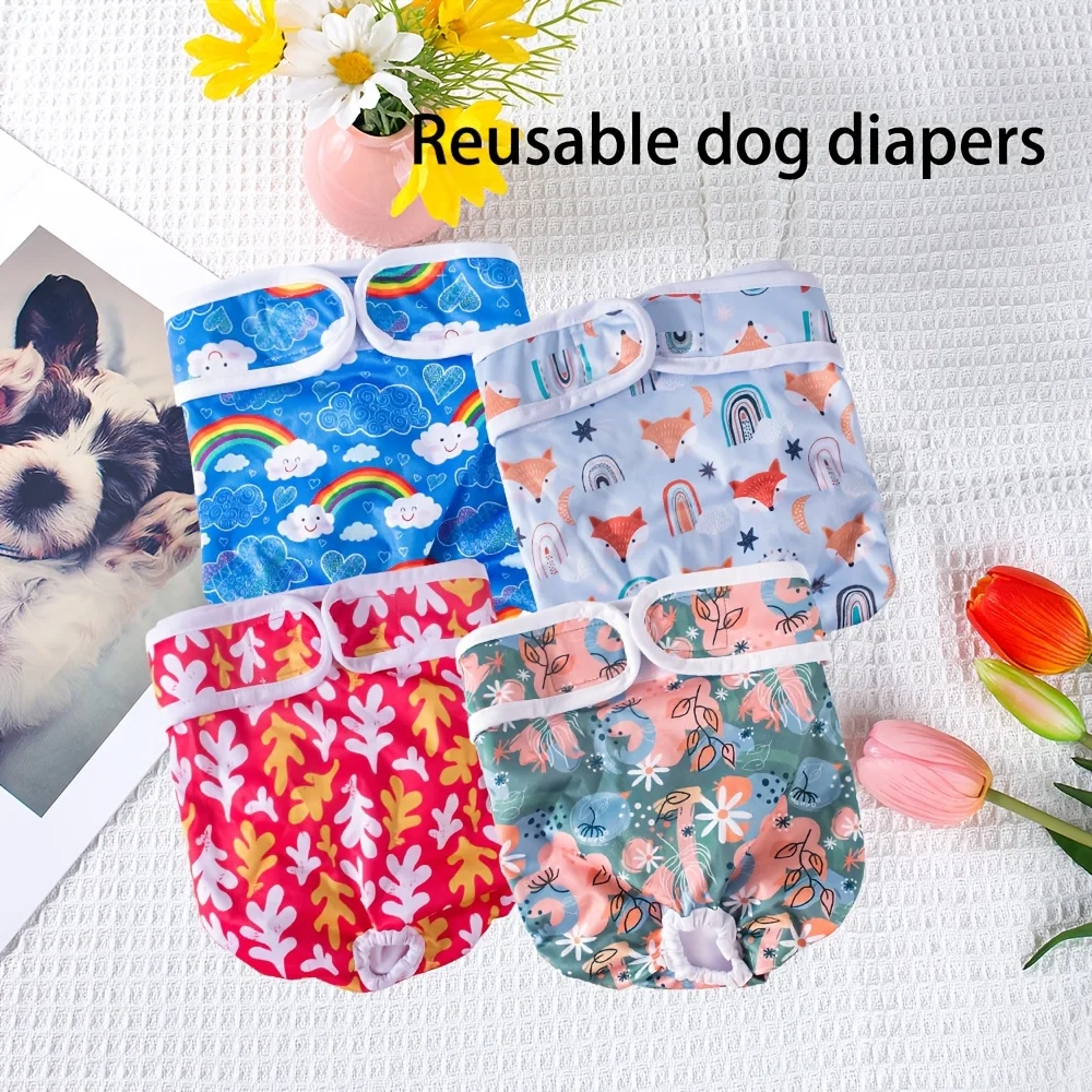Pañales para perros lavables de poliéster cómodos y transpirables: pantalones cómodos para el período de mascotas para razas pequeñas a grandes