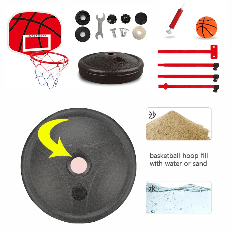 Aro de baloncesto ajustable para niños pequeños, estante de soporte de 63-150CM para niños, pelota interior y exterior para bebés, tablero trasero deportivo, juguete para disparar - imagen 2