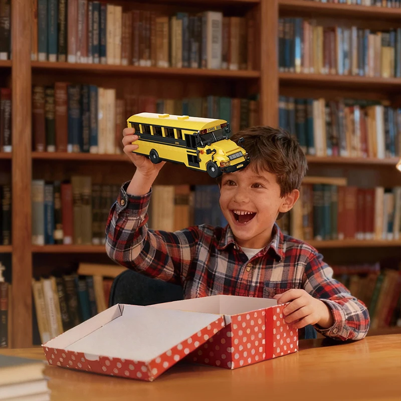 Bloques de construcción autobús escolar clásico amarillo para niños - imagen 4