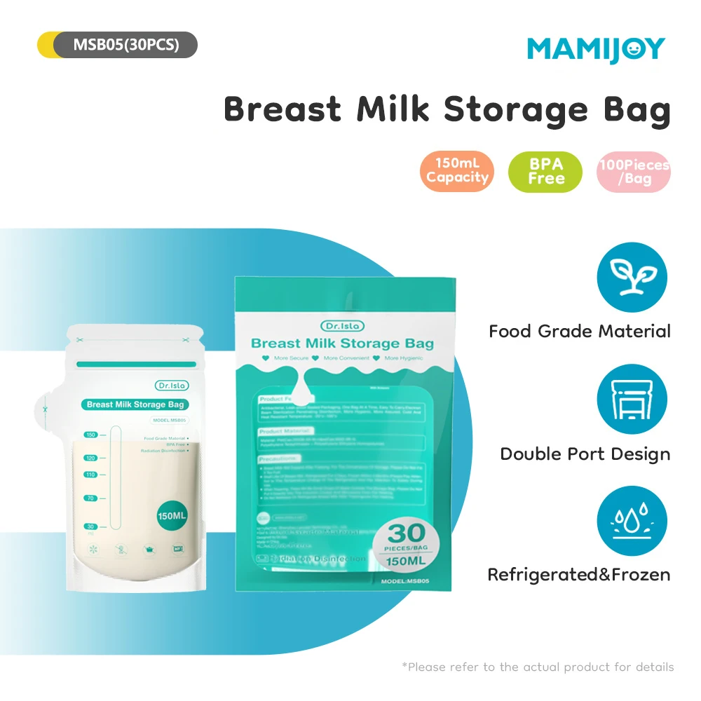 MAMIJOY 30 Uds 150ML bolsa de almacenamiento de leche materna desechable de pequeña capacidad bolsa de almacenamiento de leche congelada bolsas de alimentación seguras sin BPA MSB05