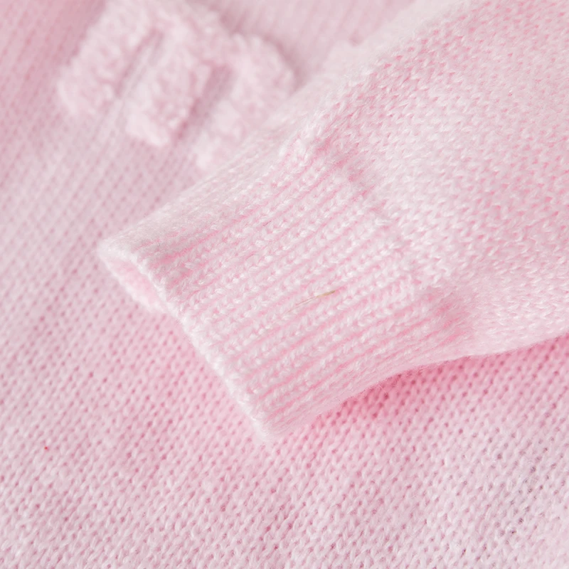 Suefunskry, suéter de punto para niña recién nacida, pelele con volantes, manga larga, cuello redondo, Bordado de letras, mameluco de Color sólido - imagen 5