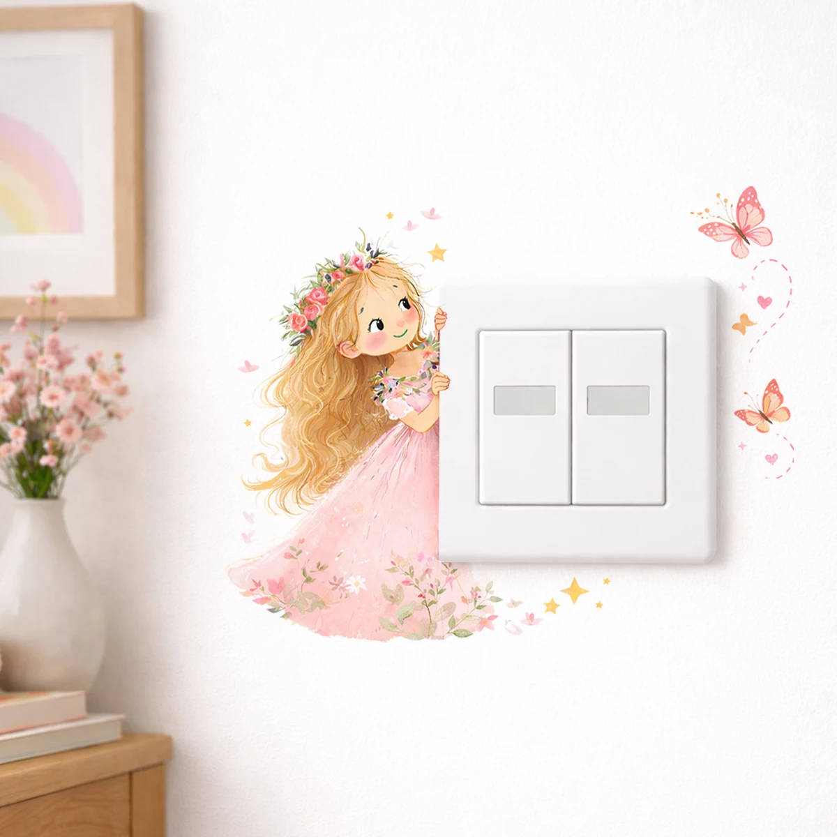 Vinilo de pared infantil con mariposas y luz - imagen 5