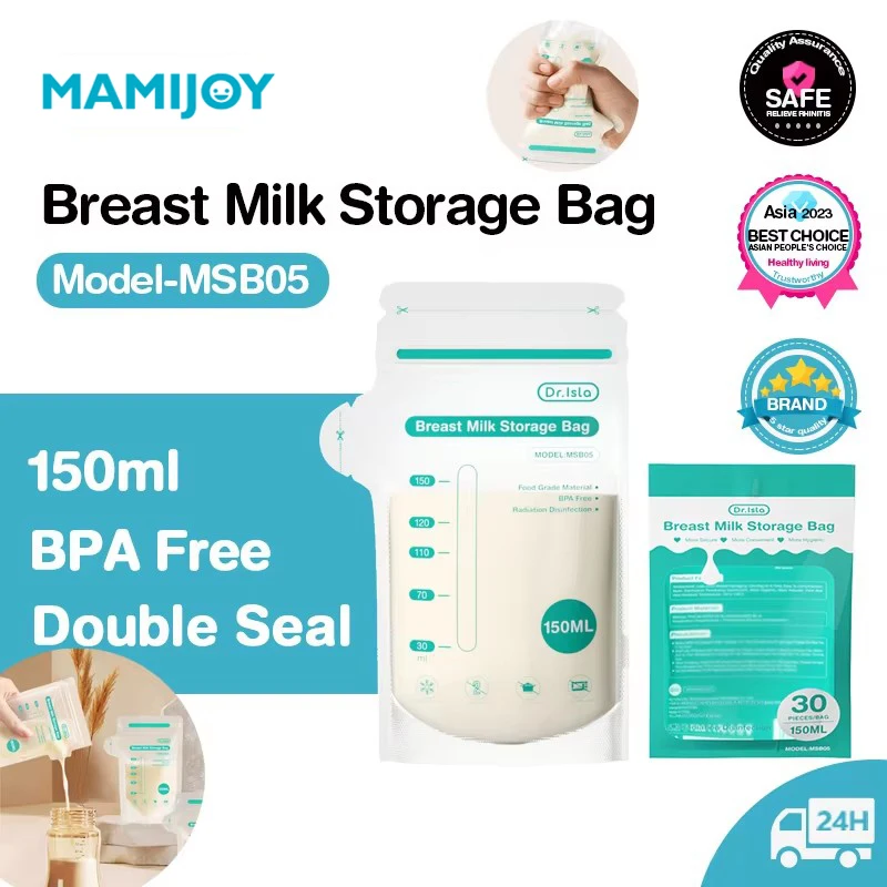 MAMIJOY 30 Uds bolsa de almacenamiento de leche materna desechable 150ml de capacidad bolsa de almacenamiento de leche congelada sin BPA
