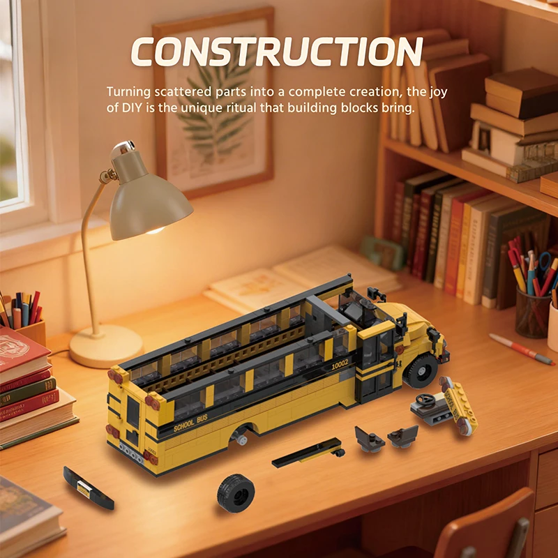 Bloques de construcción autobús escolar clásico amarillo para niños - imagen 3