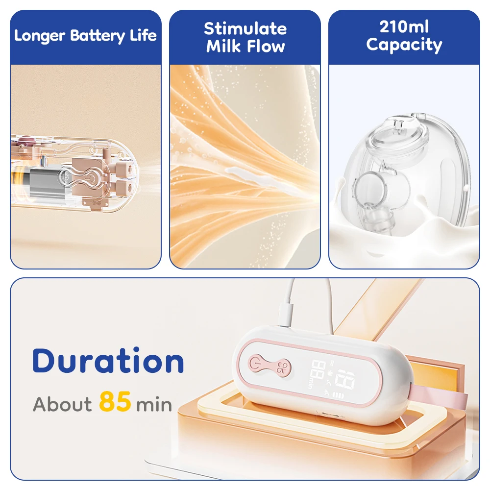 Extractor de leche portátil MAMIJOY AV66, extractor de lactancia portátil de poco ruido con 4 modos, 15 niveles, extractor de leche materna doble eléctrico - imagen 4