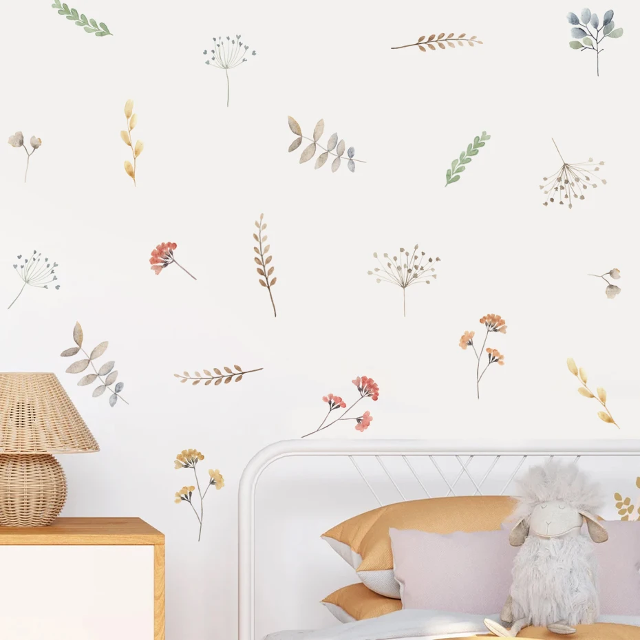 Pegatina de pared infantil floral extraíble de acuarela