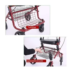 Carrito de compras portátil para mayores con andador plegable y freno