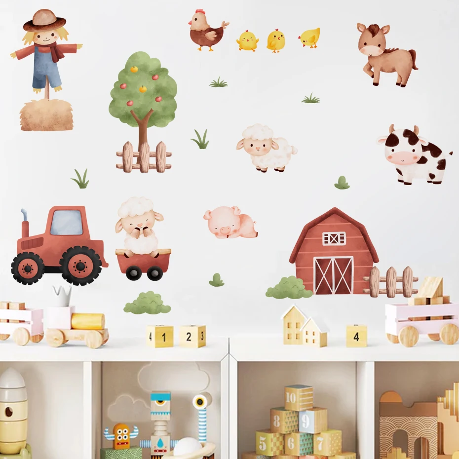 Vinilos de granja en acuarela para decorar habitación infantil - imagen 4