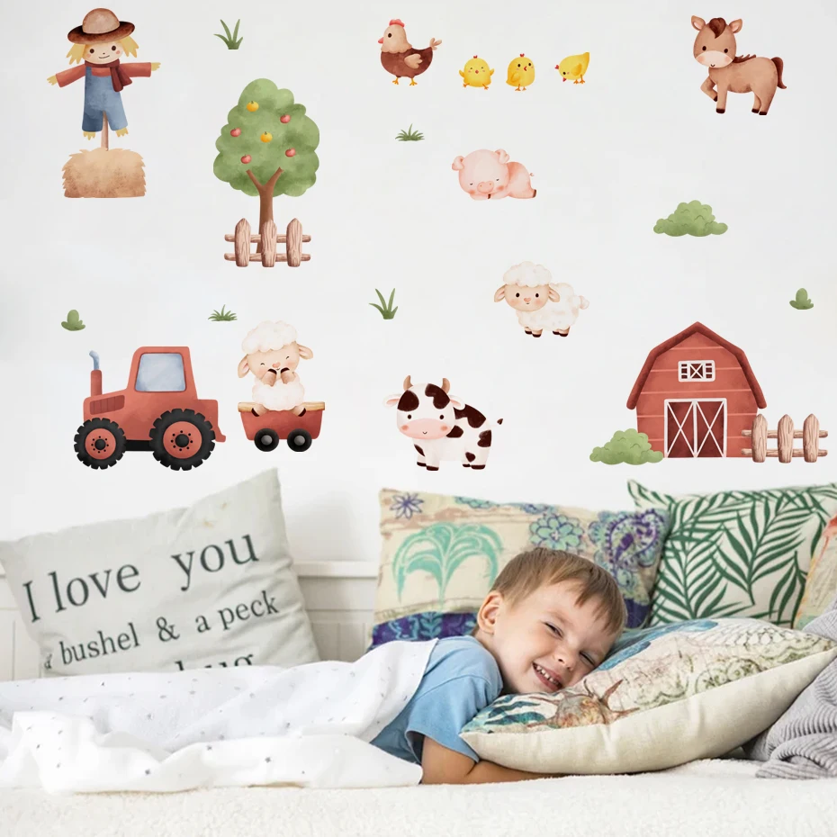 Vinilos de granja en acuarela para decorar habitación infantil - imagen 3