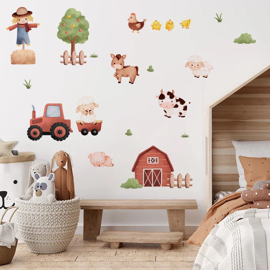 Vinilos de granja en acuarela para decorar habitación infantil - imagen 5