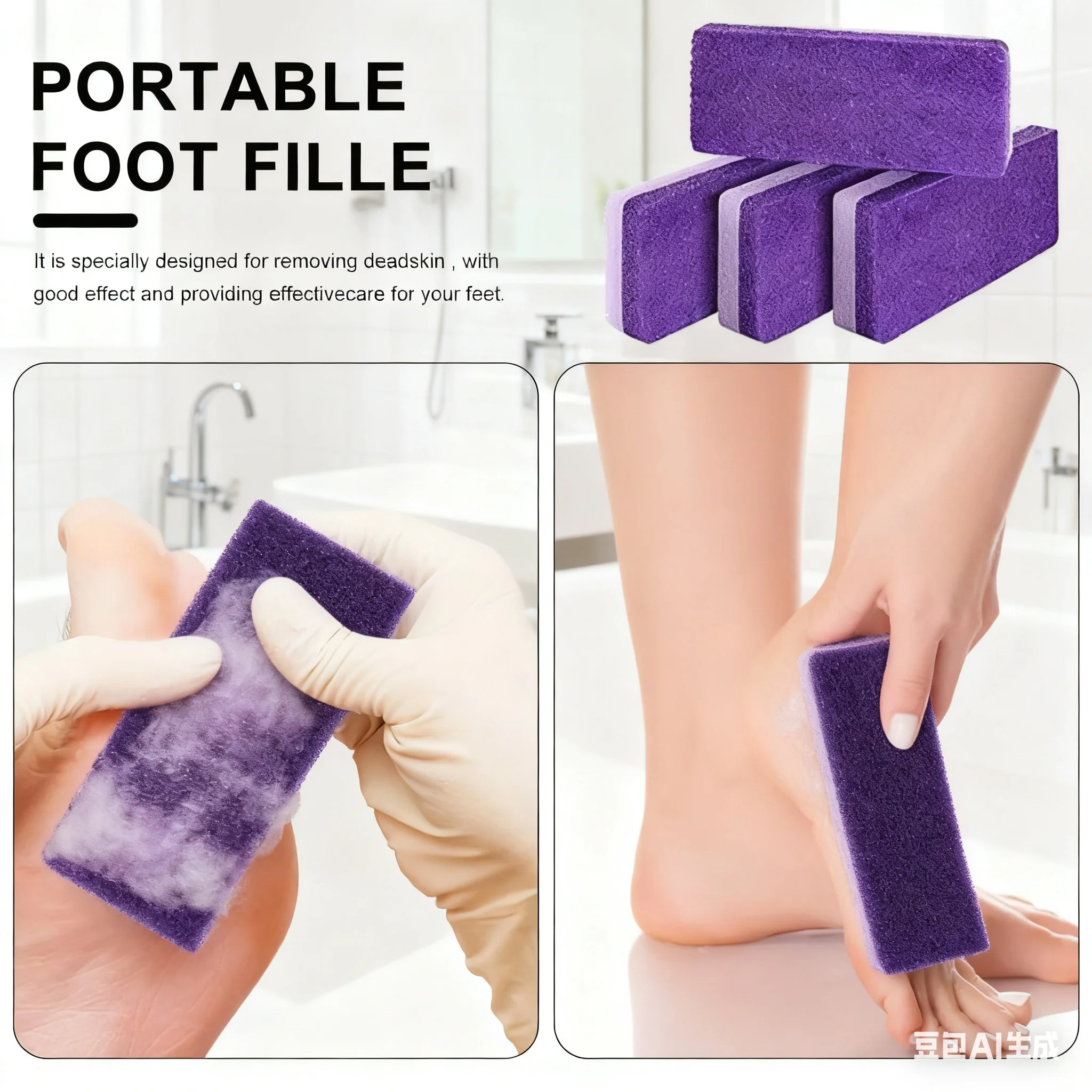 Lima de pies de piedra pómez, eliminador de callos y piel muerta, depurador de talón para pies lisos, herramienta exfoliante de pedicura, 2/5 Uds. - imagen 3