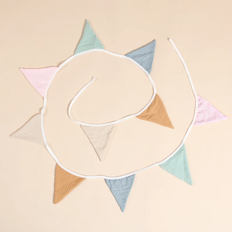 Banderines triangulares de algodón, decoración de flores para habitación de niños, bandera colgante para festival de jardín de infantes - imagen 3