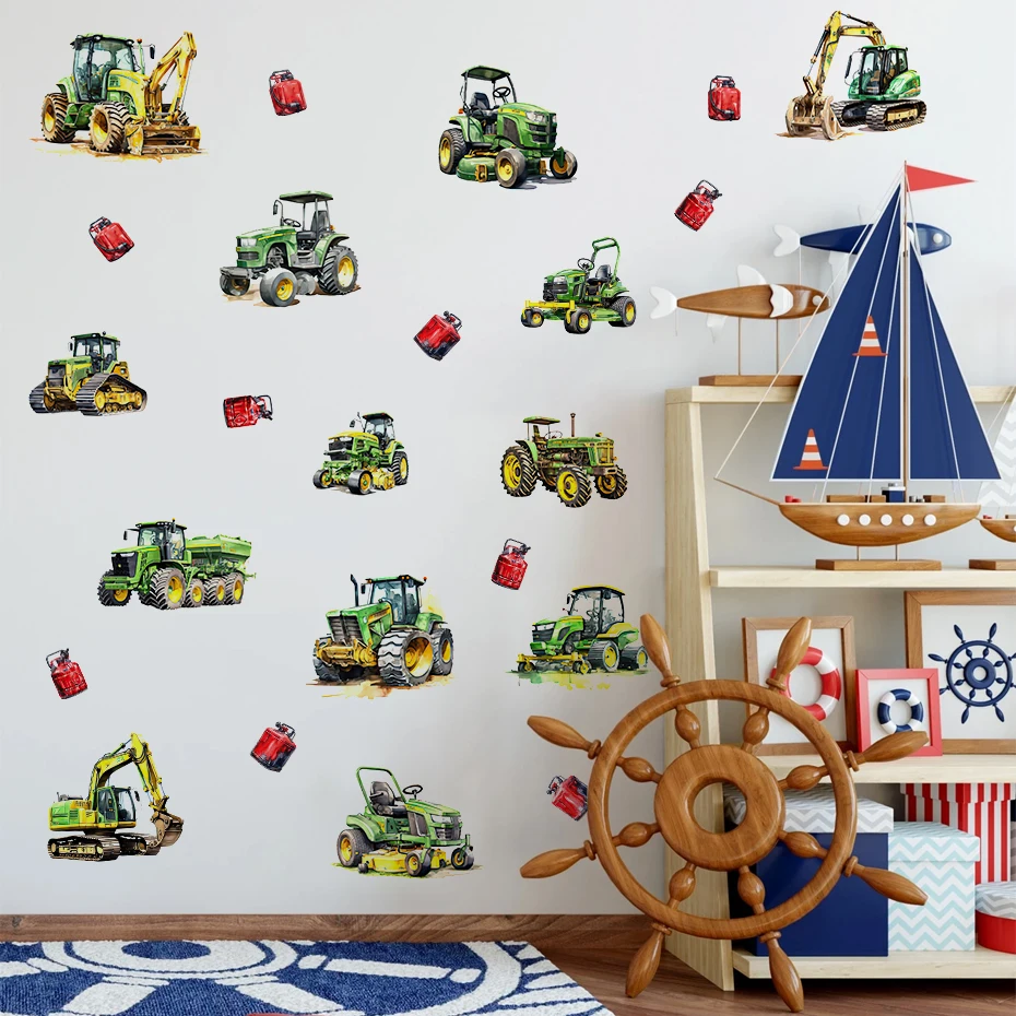 Vinilos decorativos de tractor y excavadora para pared infantil - imagen 5