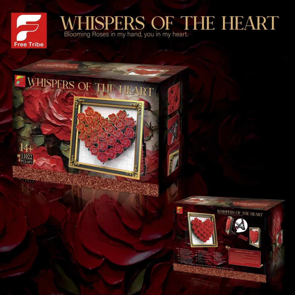 Bloques de construcción de rosas en forma de corazón, marco de fotos, modelo de rosa, adorno de escritorio, juguete para niños, regalo de vacaciones romántico, 1871 Uds. - imagen 3