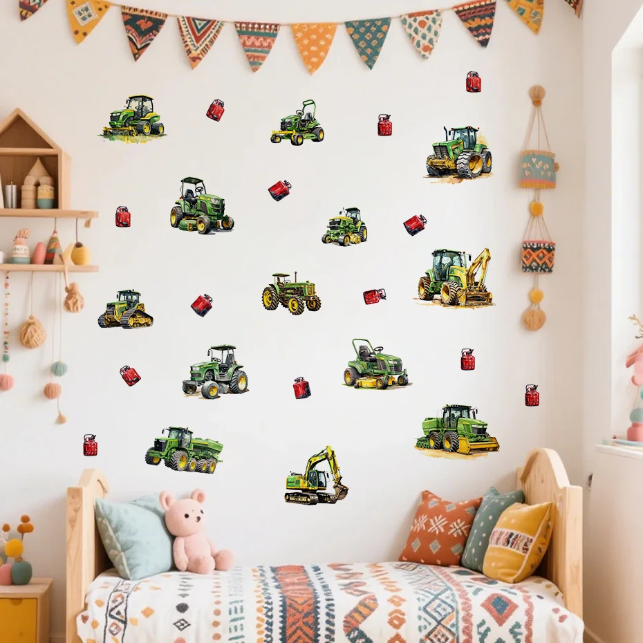Vinilos decorativos de tractor y excavadora para pared infantil - imagen 3