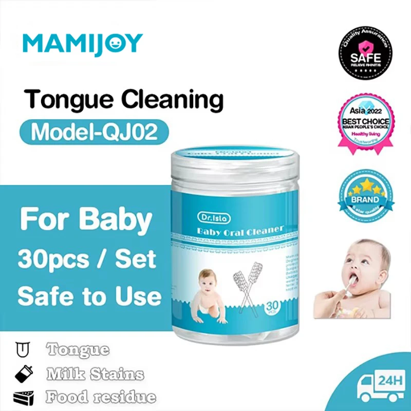 MAMIJOY 30/60 Uds. Palo de limpieza bucal para bebé limpiador desechable leche dientes gasa cepillo de dientes lavado de lengua de bebé cuidado bucal para recién nacido