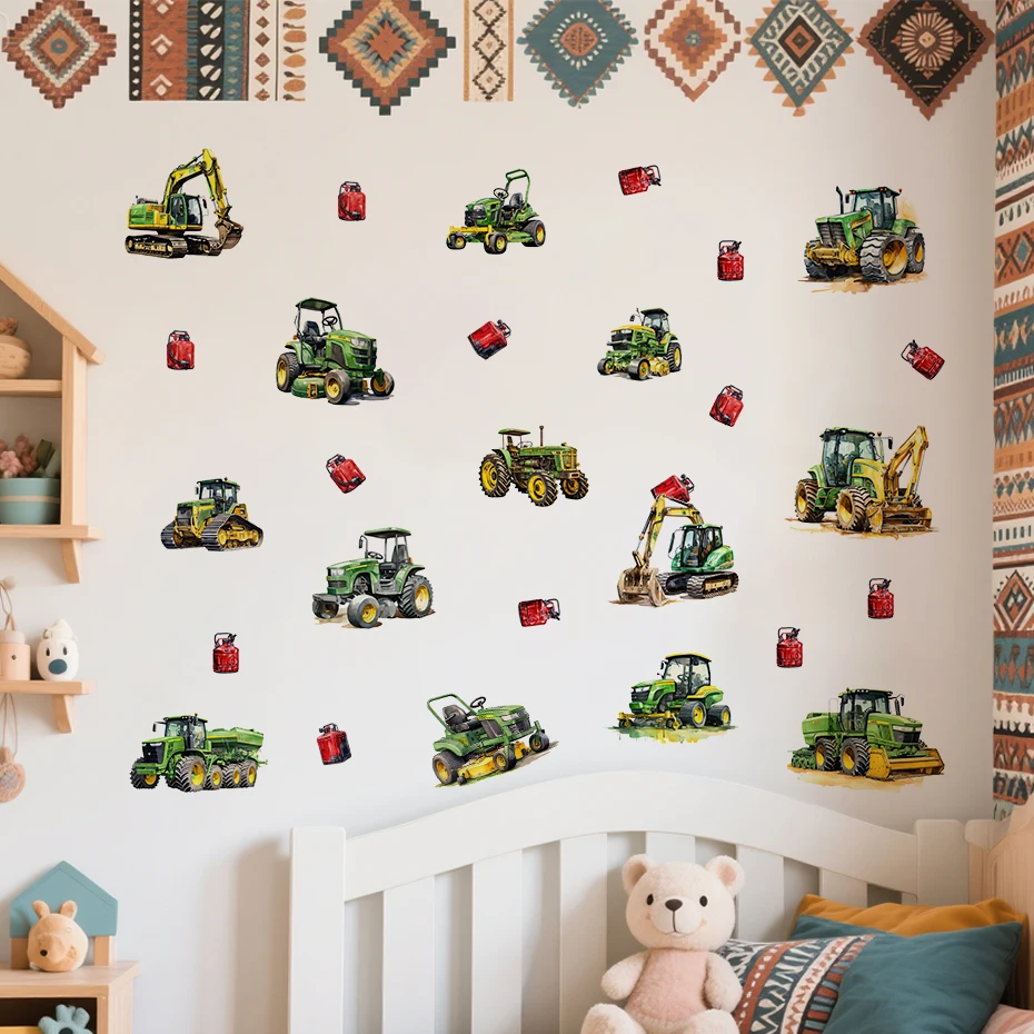Vinilos decorativos de tractor y excavadora para pared infantil - imagen 2