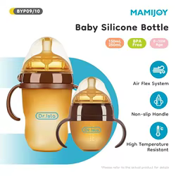 MAMIJOY-botella de silicona para bebé, 150ml/250ml, con asa, Nano plata, antibacteriana, para destete de bebé, biberón antiasfixia, sin BPA