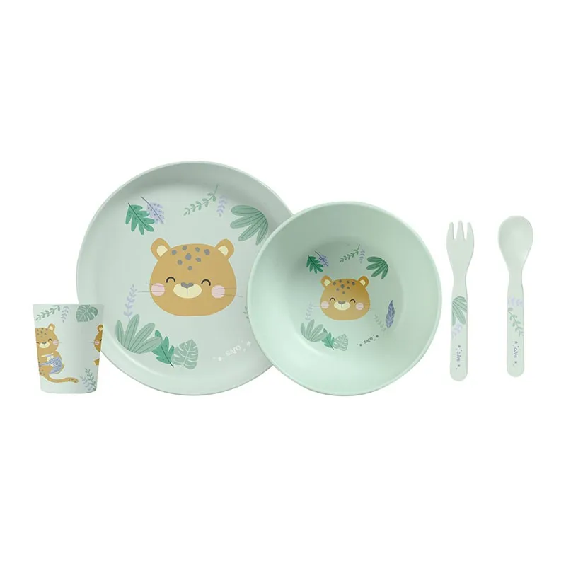 Vajilla Saro Jungle Cheetahs infantil resistente apta para microondas