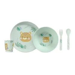 Vajilla Saro Jungle Cheetahs infantil resistente apta para microondas