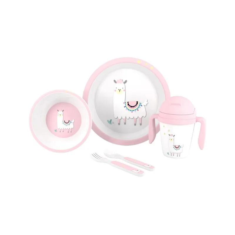 Interbaby Vajilla infantil con diseño llama para niños