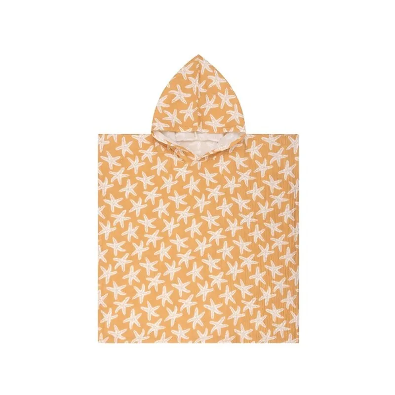 Poncho de playa Swim Essentials naranja con estrellas marinas