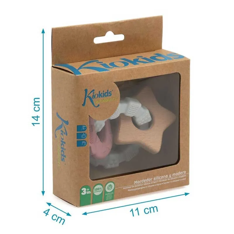 Kiokids Mordedor Llaves Madera y Silicona para Bebé - imagen 4