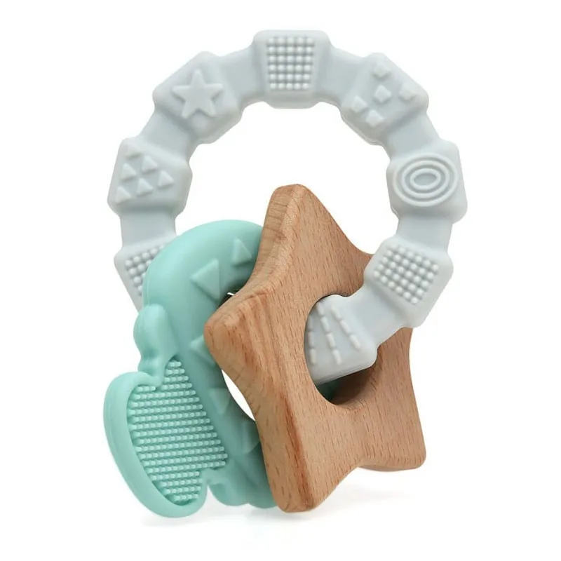 Kiokids Mordedor Llaves Madera y Silicona para Bebé - imagen 3