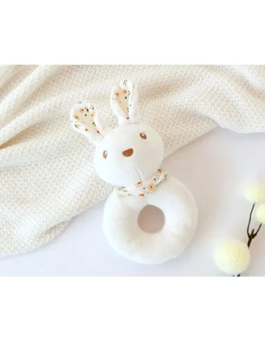 Kiokids Sonajero de peluche conejo suave para estimulación del bebé - imagen 3