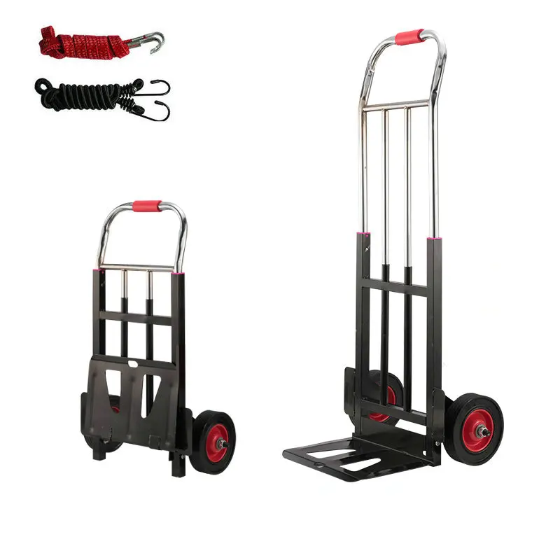 Camión de mano plegable y carrito, carrito de equipaje con estructura de tubo de acero grueso, carrito resistente con capacidad de 330 libras