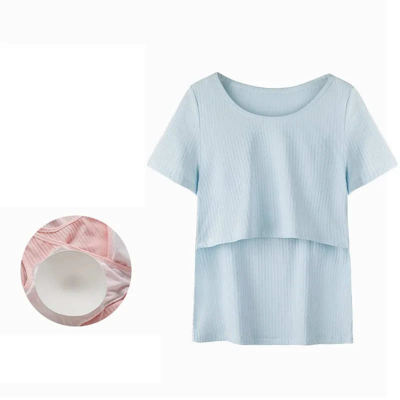 Ropa de maternidad de algodón, moda de primavera, Top de lactancia de manga larga a rayas, ropa de lactancia para mujeres embarazadas, camiseta - imagen 3