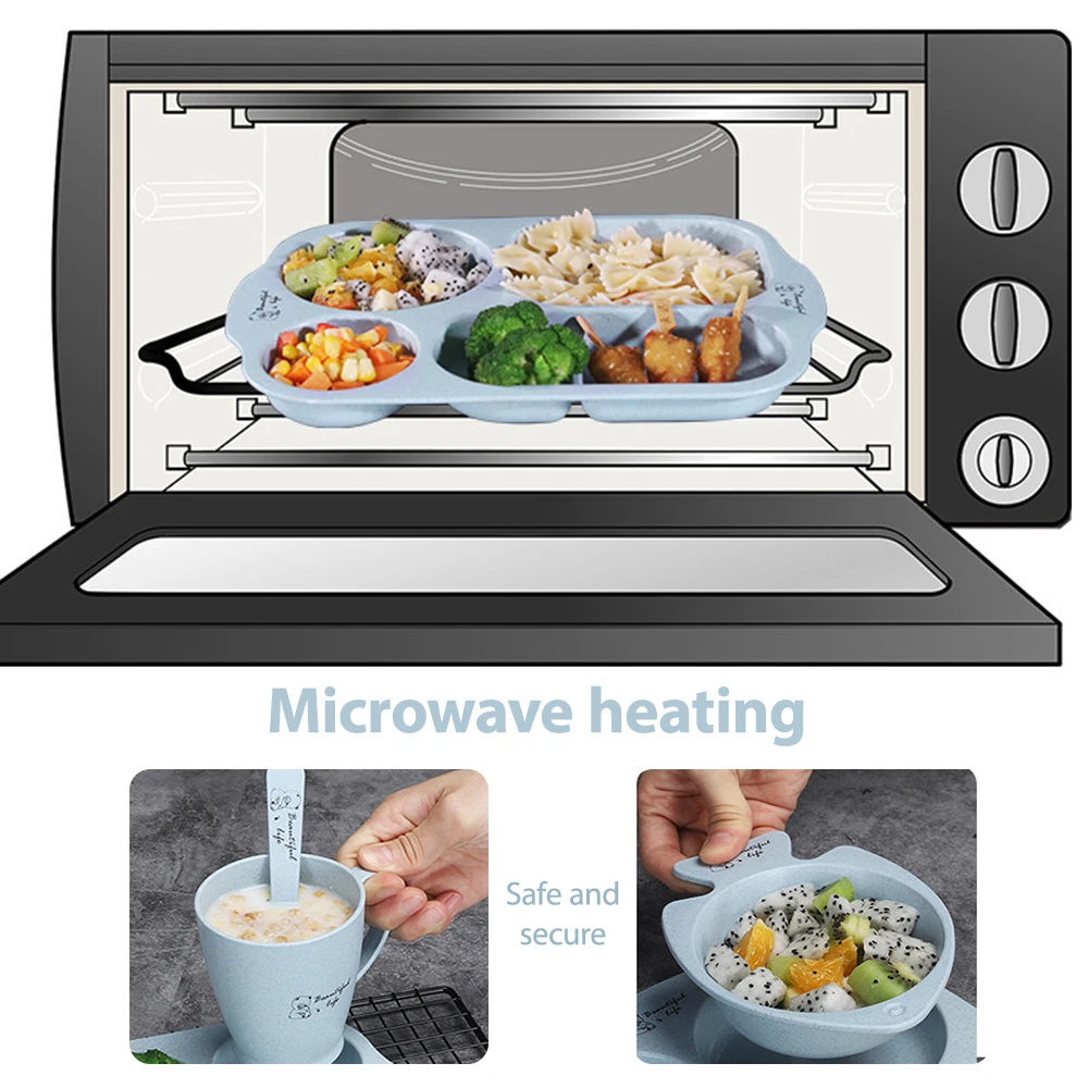 6 unids/set de vajilla para niños y bebés, platos dibujos animados, chico, tazón comida entrenamiento anticaliente, cuchara, tenedor - imagen 4