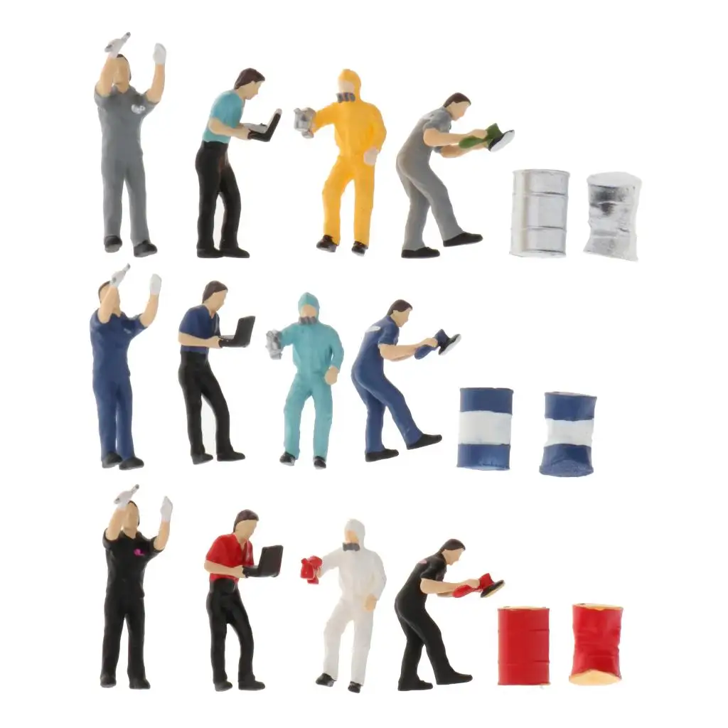 1Set 1/64 Hand Painted Model Tiny People Repairman Worker Character Doll Toys Building Scenery Accessory Table Decor