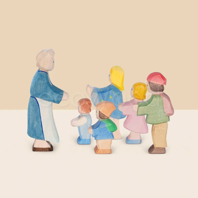 Marionetas de madera personajes de cuento de hadas muñecas de madera princesas y príncipes niños de madera jugando juegos y juguetes familiares - imagen 4