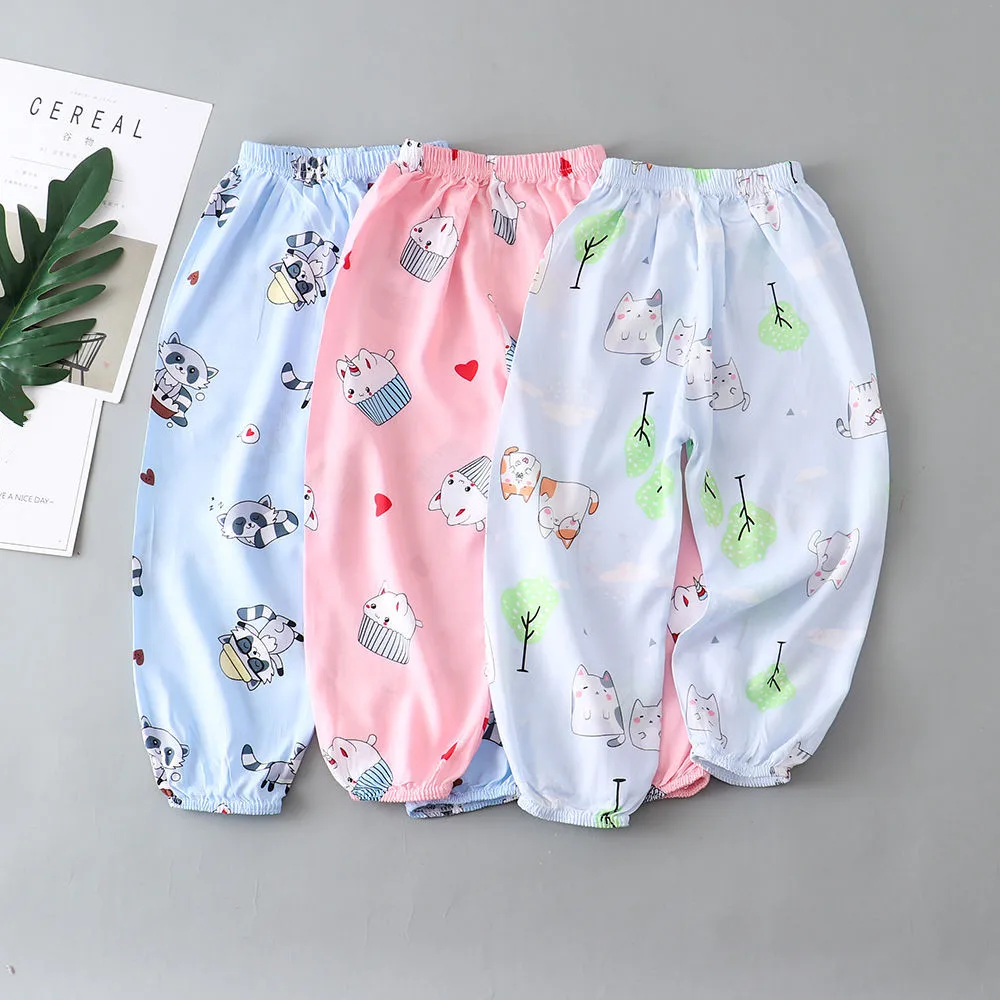 Nuevas mallas de primavera y verano para niños y niñas, pantalones finos antimosquitos, pantalones de algodón de Color caramelo, pantalones, ropa de pijama para bebé - imagen 5