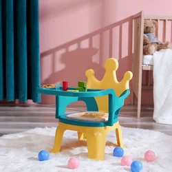 LazyChild Silla de Comedor Bebé con Oso y Corona Suave
