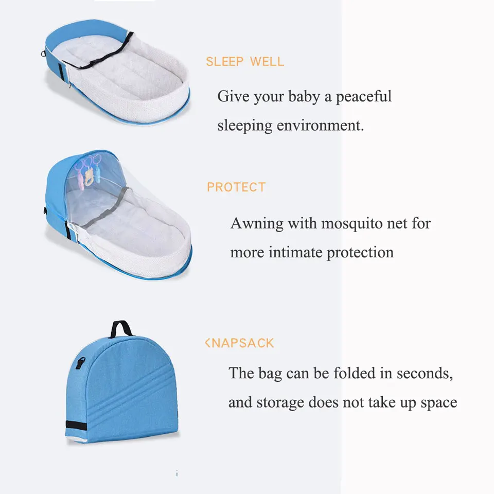 Nido portátil de viaje con mosquito para bebé - imagen 2