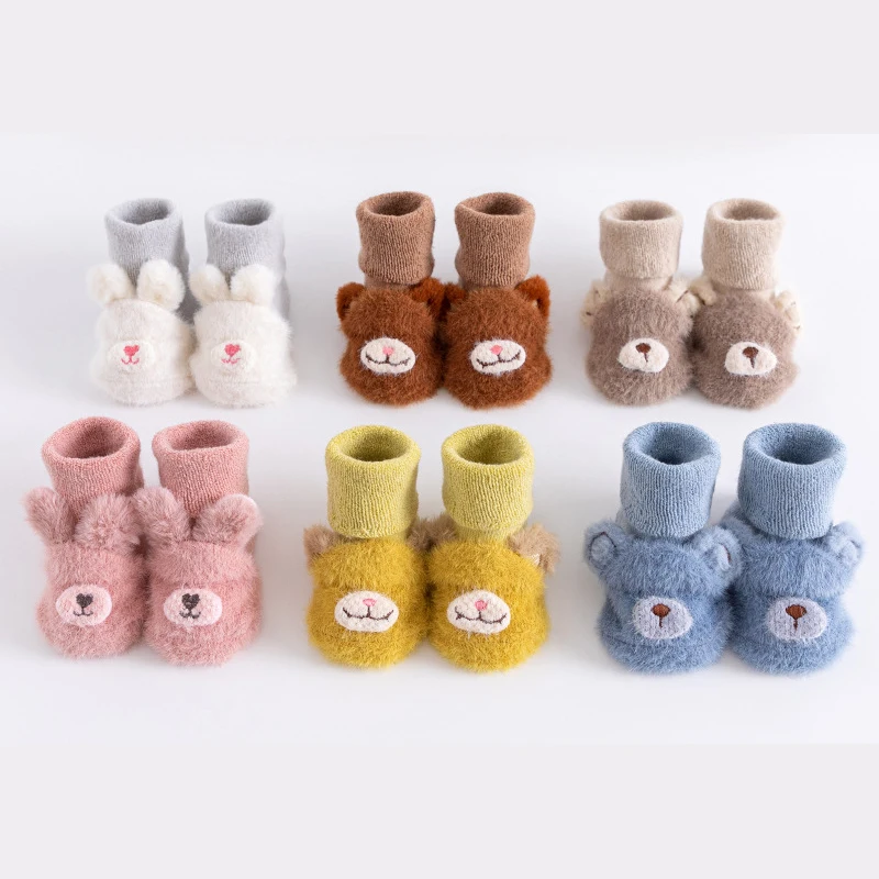 Calcetines gruesos terry algodón antideslizantes para bebés invierno - imagen 5