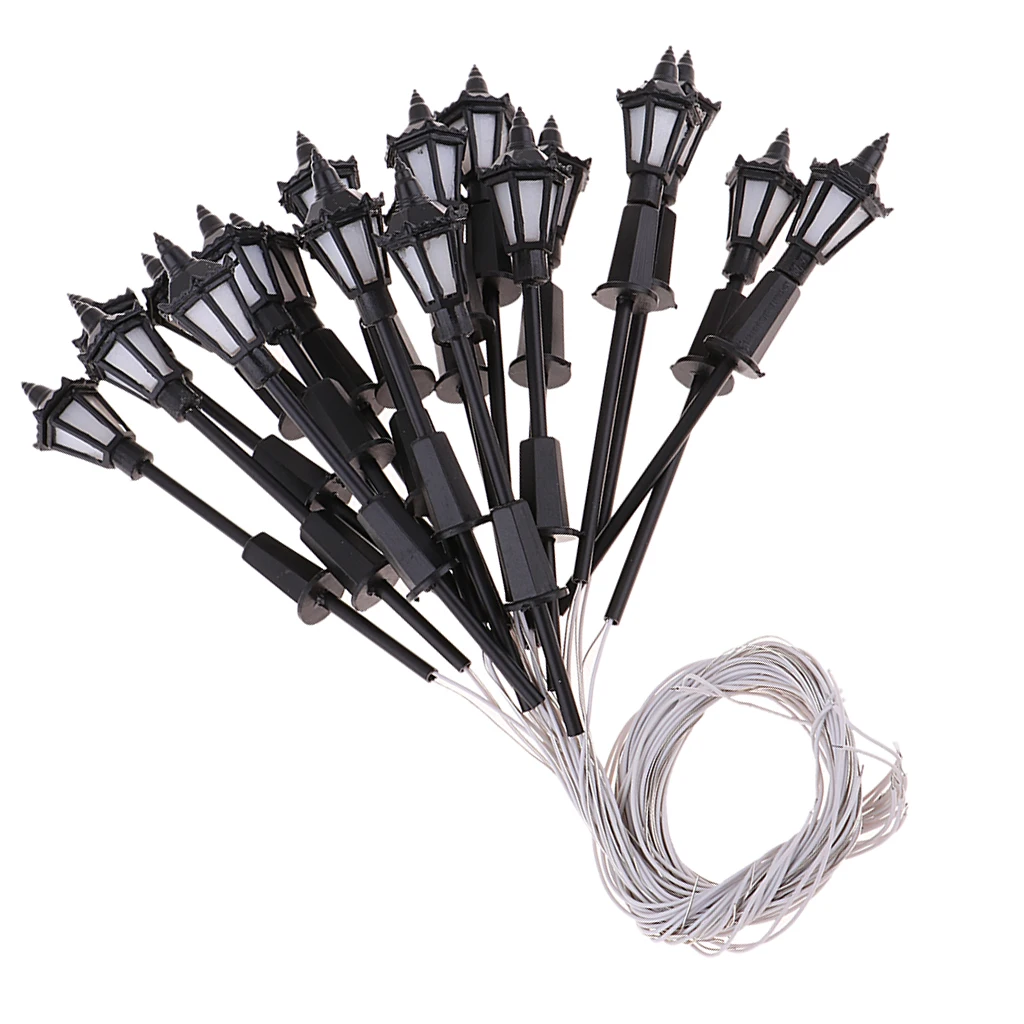 20pc Model Railway Antique Lamp Garden Street Light HO OO TT Scale 1:100 New