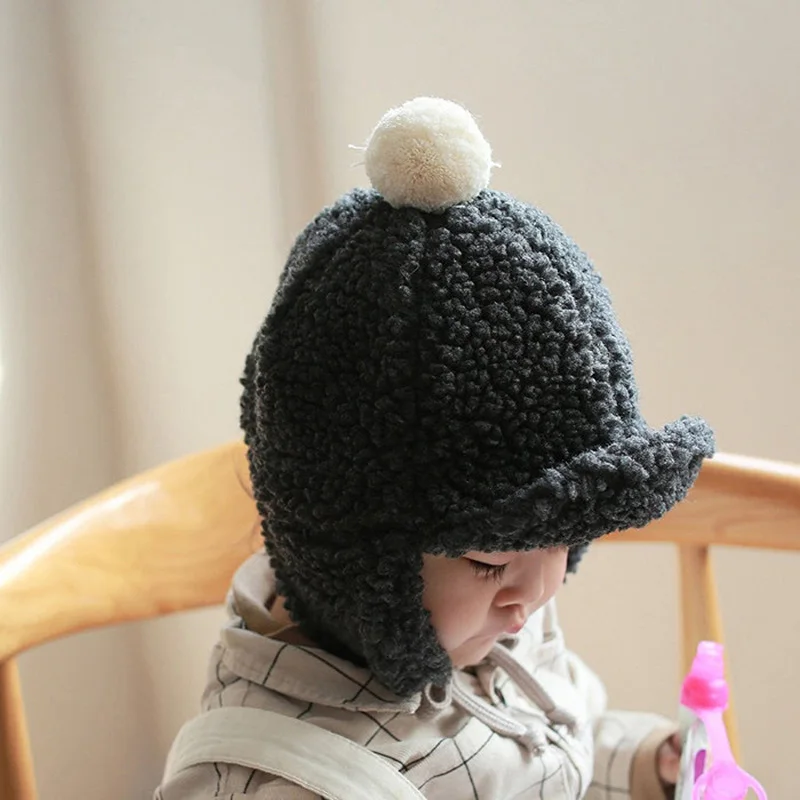 Gorro de piel de peluche para niños y niñas, gorros cálidos para bebés, cubierta para la oreja - imagen 2