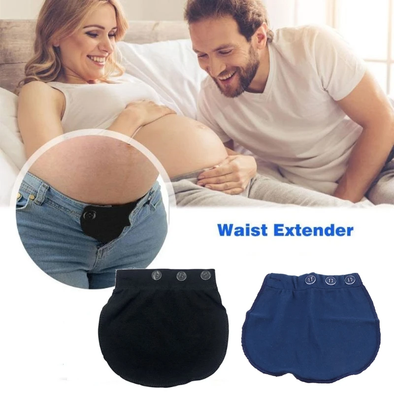 Cinturón de pretina de maternidad para mujer, pantalones elásticos ajustables suaves, alargadores de cintura, botón, pantalones sueltos para madre - imagen 2