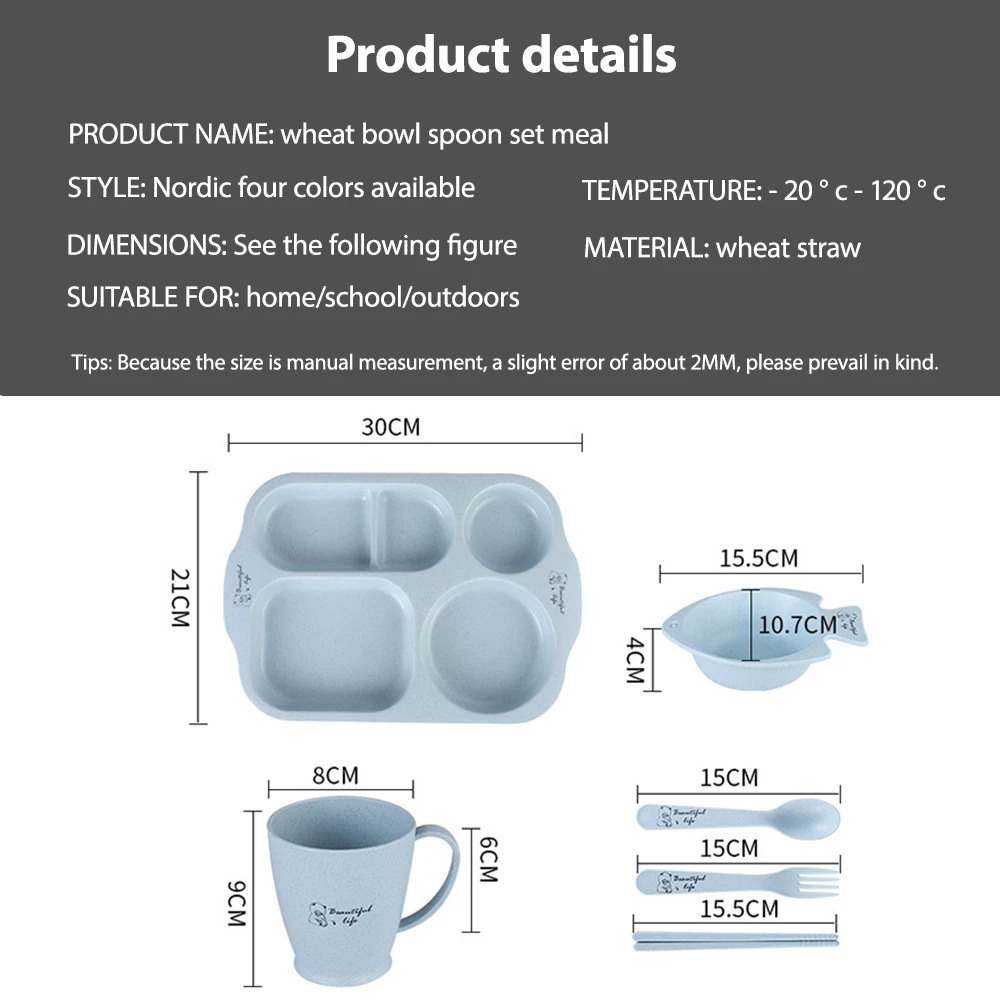 6 unids/set de vajilla para niños y bebés, platos dibujos animados, chico, tazón comida entrenamiento anticaliente, cuchara, tenedor - imagen 2