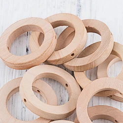 Mordedor de madera de 25X8MM para manualidades, anillos pequeños de madera masticables, juguetes de dentición, accesorios de lactancia para bebés, 5 piezas, anillo hecho a mano sin pintar