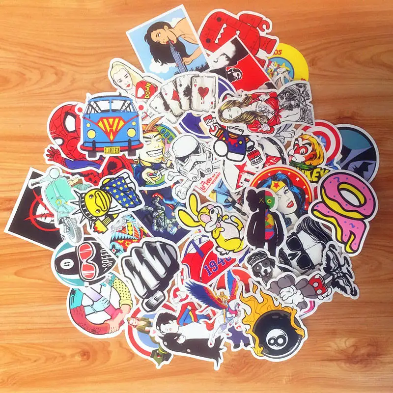 50 Uds. Pegatinas de logotipo de marca de moda impermeables de Pvc motocicleta monopatín equipaje guitarra calcomanía divertida DIY juguete clásico pegatina regalo - imagen 5