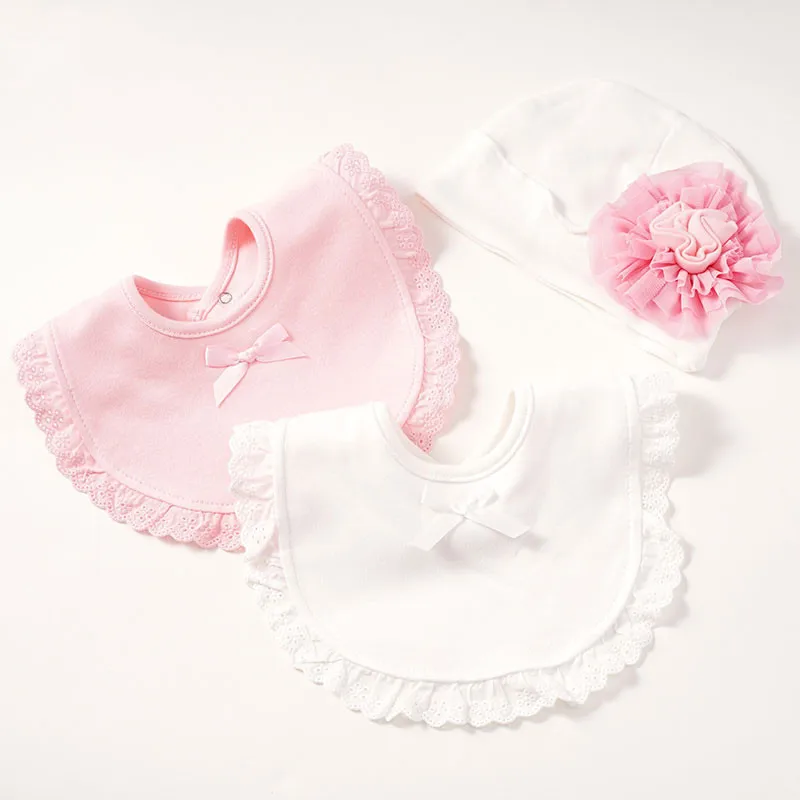 Baberos bonitos de algodón con forma de gato para niñas, Baberos de toalla de Saliva de dibujos animados en rosa y blanco, paños para eructar infantiles encantadores